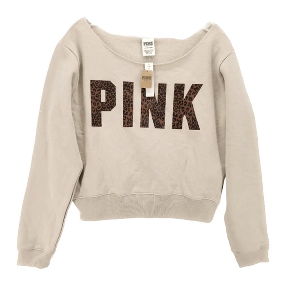 PINK Victoria's Secret Tops - PINK VS Sweater Cheetah Print Letters